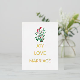 Postal Festiva Con Relieve Metalizado Cute Red Berries Mistletoe Joy Love Marriot