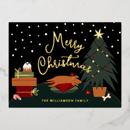 Postal Festiva Con Relieve Metalizado Cuto Navidad Pup