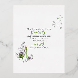 Postal Festiva Con Relieve Metalizado Dandelion Remembriance