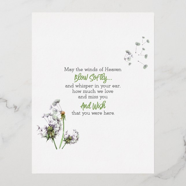 Postal Festiva Con Relieve Metalizado Dandelion Remembriance (Anverso)