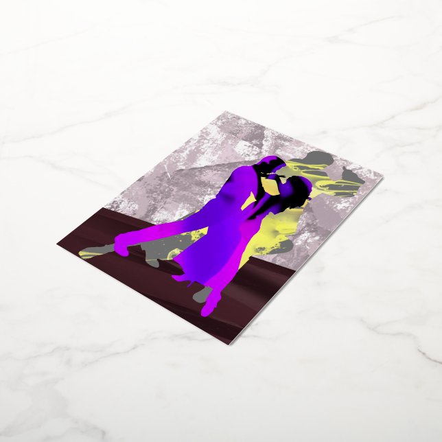 Postal Festiva Con Relieve Metalizado Danseurs de tango argentin (girado)