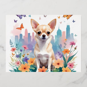 Postal Festiva Con Relieve Metalizado Decoración de la naturaleza de los animales de la