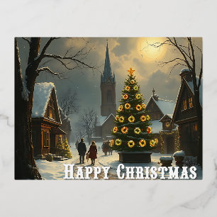 Postal Festiva Con Relieve Metalizado Deseamos una feliz navidad - O11