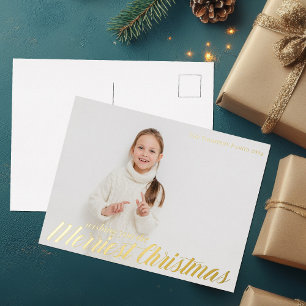 Postal Festiva Con Relieve Metalizado Deseándote el oro de la Moda de los Navidades más
