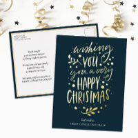 Desearte Feliz Navidad Blue Gold Script Business