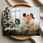 Postal Festiva Con Relieve Metalizado Deseos cálidos Navidades de fotografía Relieve met<br><div class="desc">Los deseos más cálidos.</div>