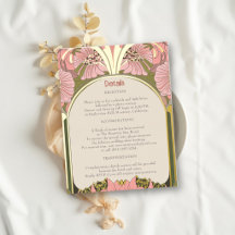 Detalle de boda dorado verde rosa Art Nouveau vint