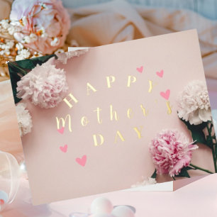 Postal Festiva Con Relieve Metalizado Día de la Madre Rosa Moderna