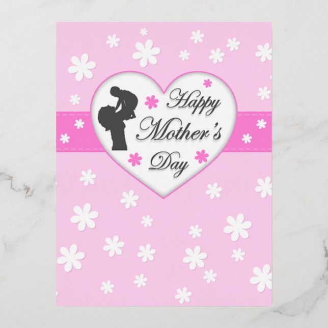 Postal Festiva Con Relieve Metalizado Día de la madre y el bebé (Anverso)