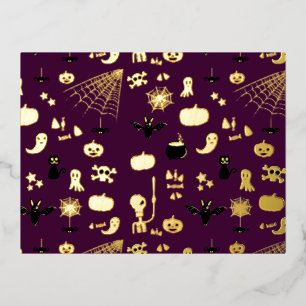 Postal Festiva Con Relieve Metalizado Día de las Brujas