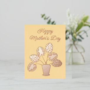 Postal Festiva Con Relieve Metalizado Día de las Madres Planta Monstera Personalizada