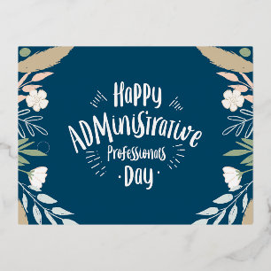 Postal Festiva Con Relieve Metalizado Día de los Profesionales Administrativos