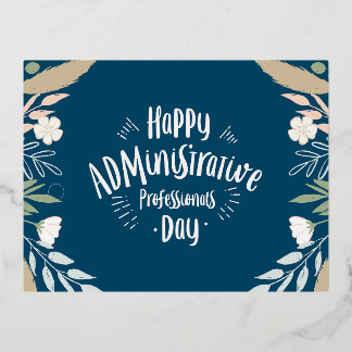 Postal Festiva Con Relieve Metalizado Día de los Profesionales Administrativos