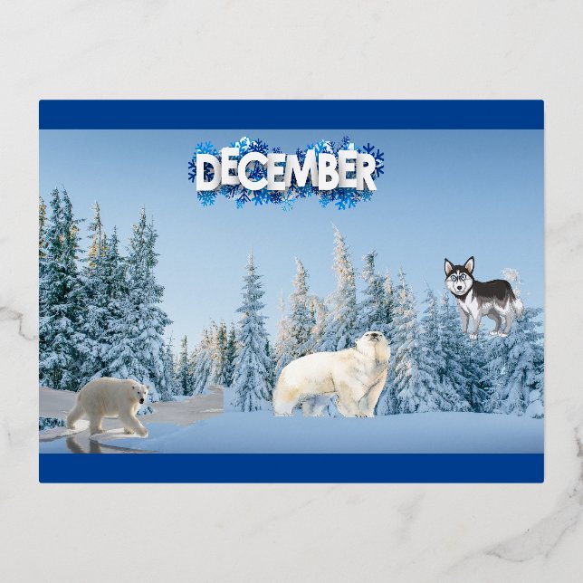 Postal Festiva Con Relieve Metalizado Diciembre (Anverso)