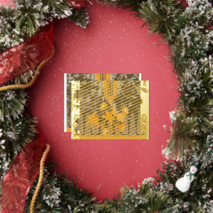 Postal Festiva Con Relieve Metalizado diseño de un cuadro con flores amarillas