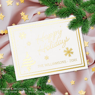 Postal Festiva Con Relieve Metalizado Diseño elegante personalizado de saludos de tempor