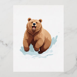 Postal Festiva Con Relieve Metalizado Disfruta De Un Jugador De Diversión Jugando En La 