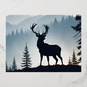 Postal Festiva Con Relieve Metalizado Doble exposición de la piel del animal Naturaleza
