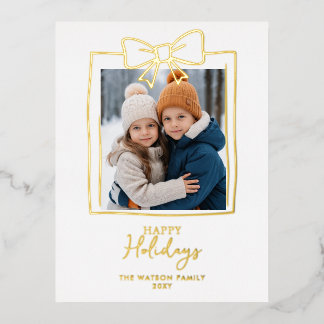 Postal Festiva Con Relieve Metalizado Doddle Hand Drawow Navidades foto de feriado