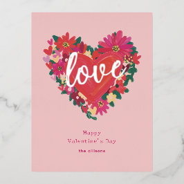 Postal Festiva Con Relieve Metalizado Donde el amor crece San Valentín personalizado