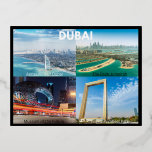 Postal Festiva Con Relieve Metalizado Dubai<br><div class="desc">Vista Ariel de Dubai, Museo del Futuro, Palm Jumeirah, Marco en el Parque Zabeel. Dubai es la ciudad más poblada de los Emiratos Árabes Unidos (EAU) y la capital del Emirato de Dubai, la más poblada de los siete emigrados del país. La ciudad tiene una población de alrededor de 3.6...</div>