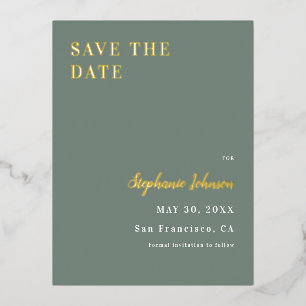 Postal Festiva Con Relieve Metalizado Ducha minimalista verde y blanca para novias