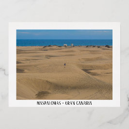 Postal Festiva Con Relieve Metalizado Dunas de Maspalomas