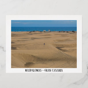 Postal Festiva Con Relieve Metalizado Dunas de Maspalomas
