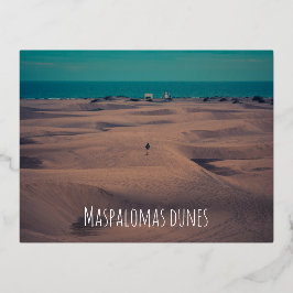 Postal Festiva Con Relieve Metalizado Dunas de Maspalomas, Islas Canarias