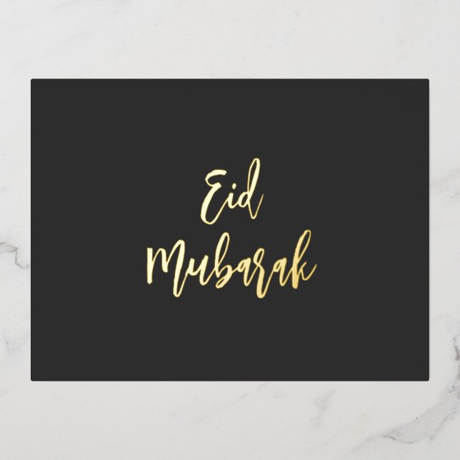 Postal Festiva Con Relieve Metalizado Eid Mubarak Black Gold (Anverso)