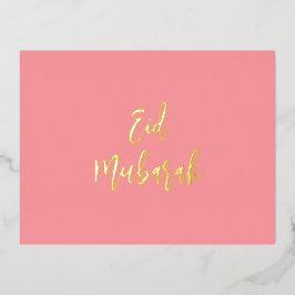 Postal Festiva Con Relieve Metalizado Eid Mubarak Pink