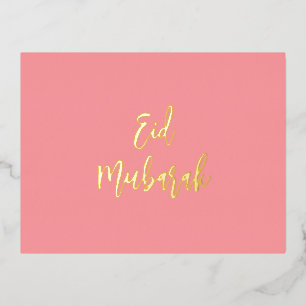 Postal Festiva Con Relieve Metalizado Eid Mubarak Pink