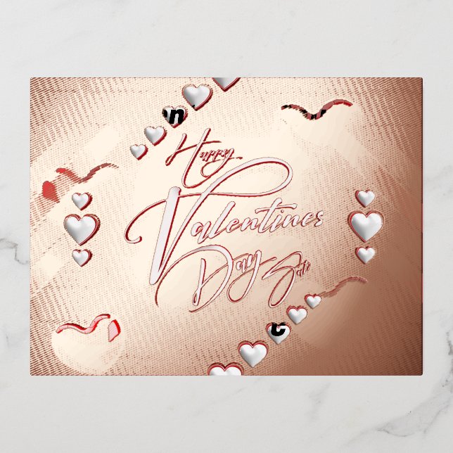 Postal Festiva Con Relieve Metalizado El día de San Valentín (Anverso)