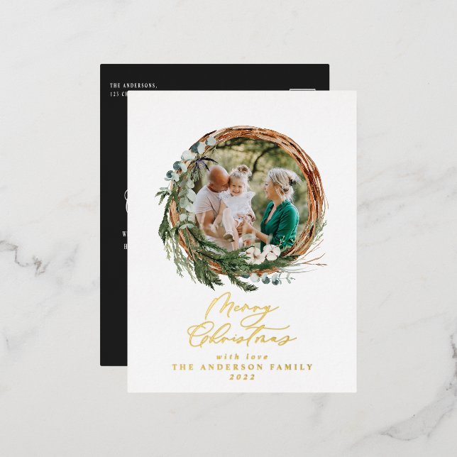 Postal Festiva Con Relieve Metalizado El follaje moderno fue un alegre Relieve metalizad (Anverso/Reverso)