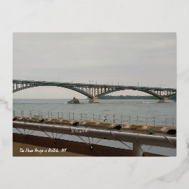 Postal Festiva Con Relieve Metalizado El puente de la paz en Búfalo, Nueva York