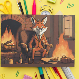 Postal Festiva Con Relieve Metalizado El Sr. Fox Difundiendo Alegría Navideña
