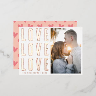 Postal Festiva Con Relieve Metalizado Elegante amor amor amor amor amor amor San Valentí