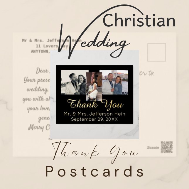 Postal Festiva Con Relieve Metalizado Elegante Boda Relieve metalizado dorado Gracias (Subido por el creador)