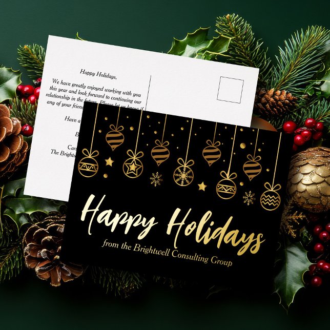 Postal Festiva Con Relieve Metalizado Elegante Feliz Festividades Personalizado Negra Or (Subido por el creador)