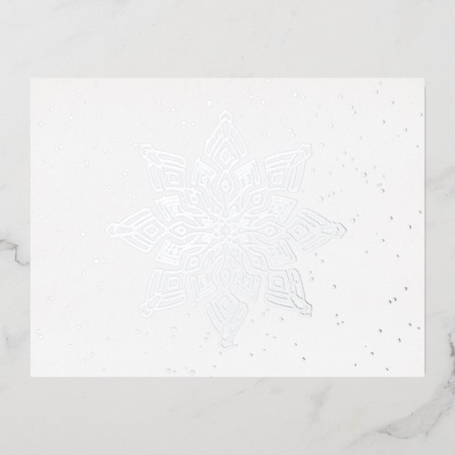 Postal Festiva Con Relieve Metalizado Elegante Flake De Nieve Real (Anverso)