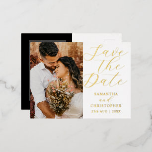 Postal Festiva Con Relieve Metalizado Elegante foto Guardar el Boda de oro de la fecha r