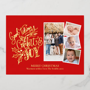 Postal Festiva Con Relieve Metalizado Elegante guión de oro buenas tendencias de confort