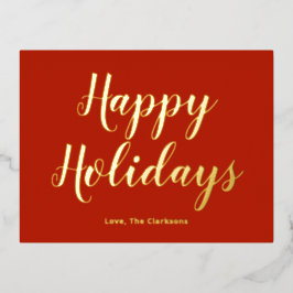 Postal Festiva Con Relieve Metalizado Elegante guión Feliz feriado