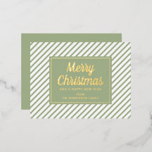 Elegante guión Rayas Verdes Feliz Navidad Oro