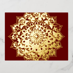 Postal Festiva Con Relieve Metalizado Elegante y colorido Mandala estilo India 1