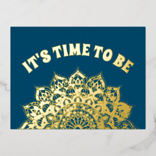 Postal Festiva Con Relieve Metalizado Elegante y colorido Mandala estilo India 1