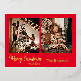 Postal Festiva Con Relieve Metalizado Elegantes 2 navidades de fotografía