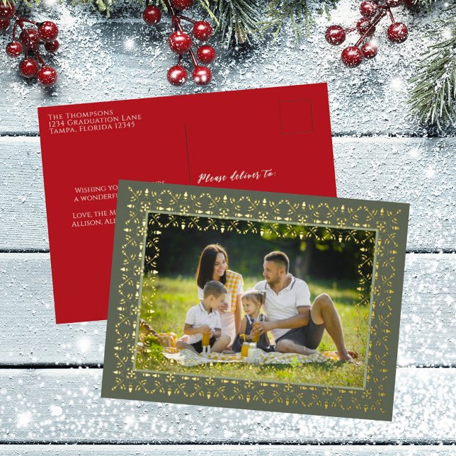 Postal Festiva Con Relieve Metalizado Elegantes Navidades Fotografía Patrón copo de niev (Subido por el creador)