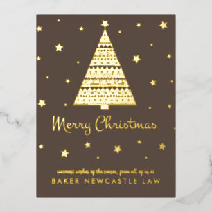 Postal Festiva Con Relieve Metalizado Empresa de negocios Feliz Navidad