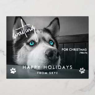 Postal Festiva Con Relieve Metalizado Esperando a que los Navidades traten a los Persona